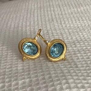 Gold and Blue Gemstone Earrings